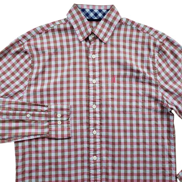 Johnnie O Hangin Out Shirt Mens Small Check Plaid Long Sleeve Button Down Cotton - Picture 1 of 11
